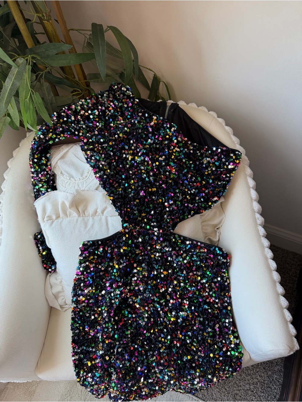 Black Multicolor Sequin Party Dress